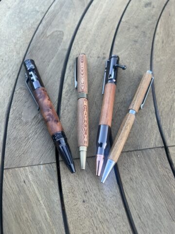 Left to right, Thuya, Lacewood, Cherry and Teak